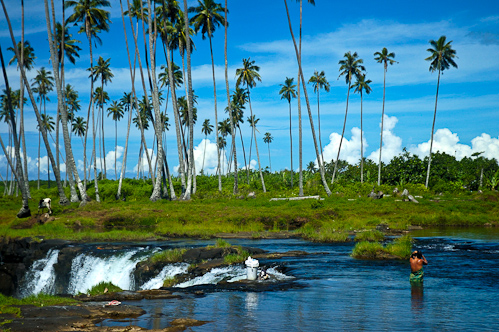 Doing the laundry, Gataivai, Savai'i, Samoa.